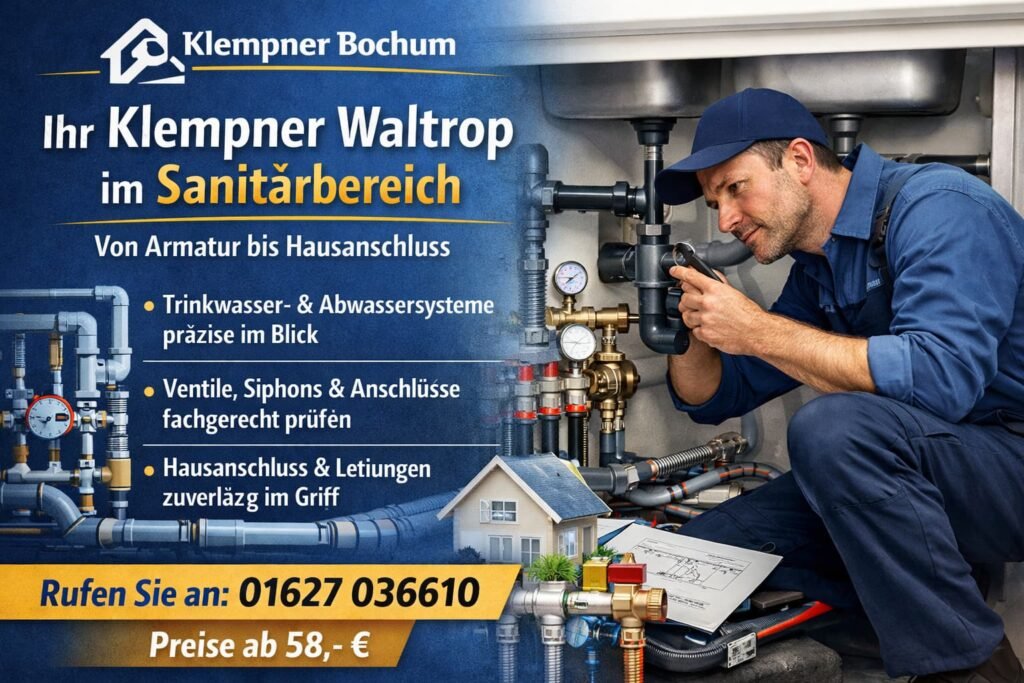 Professioneller Klempner Waltrop bei Reparatur von Wasserleitungen und Armaturen – Klempner Bochum