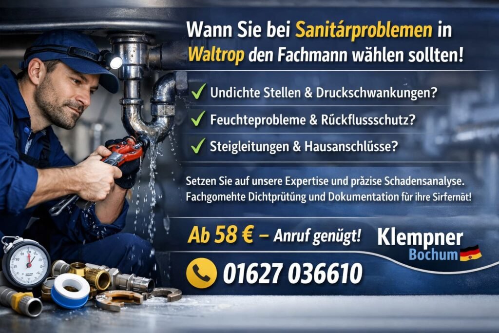 Klempner Waltrop repariert Sanitärproblem – Notdienst ab 58 €