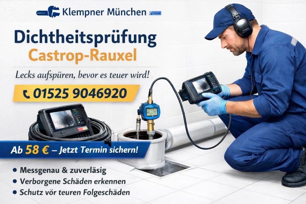 Klempner München Dichtheitsprüfung Castrop-Rauxel – Rohrleitungsprüfung ab 58€