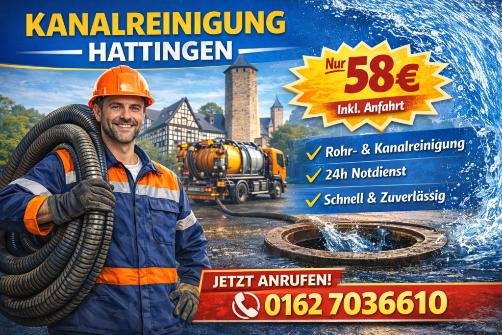 Kanalreinigung Hattingen ab 58€ | Schnelle & zuverlässige Rohrreinigung
