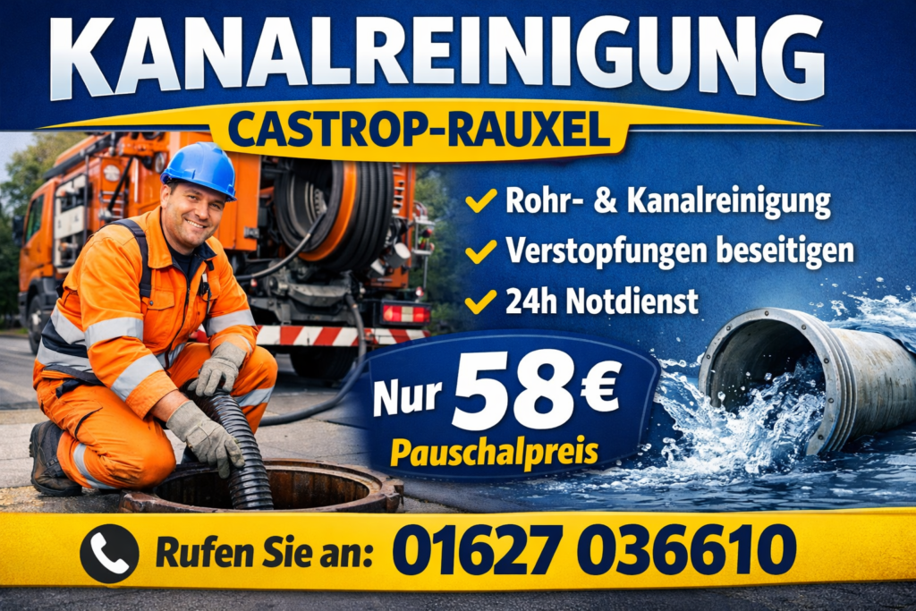 Kanalreinigung Castrop-Rauxel ab 58€ | Schnelle Rohrreinigung Service