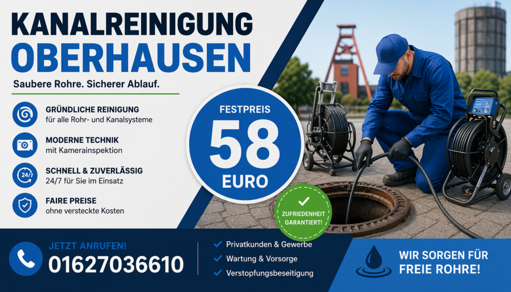 Kanalreinigung Oberhausen ab 58€ | Schnell & Professionell