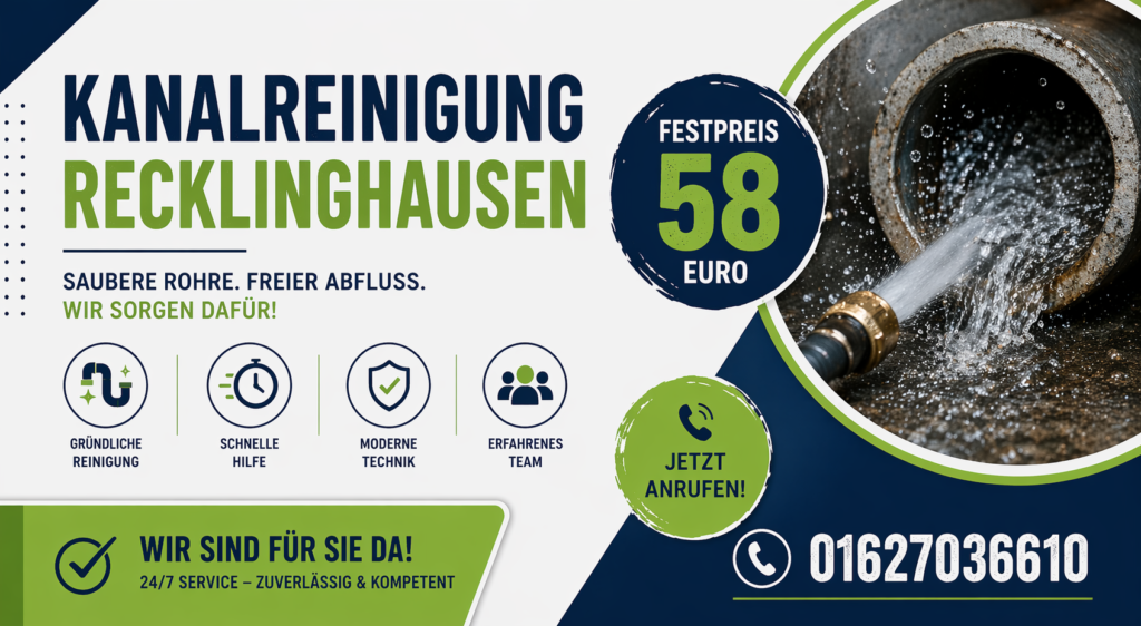 Kanalreinigung Recklinghausen ab 58€ | Schnell & Zuverlässig