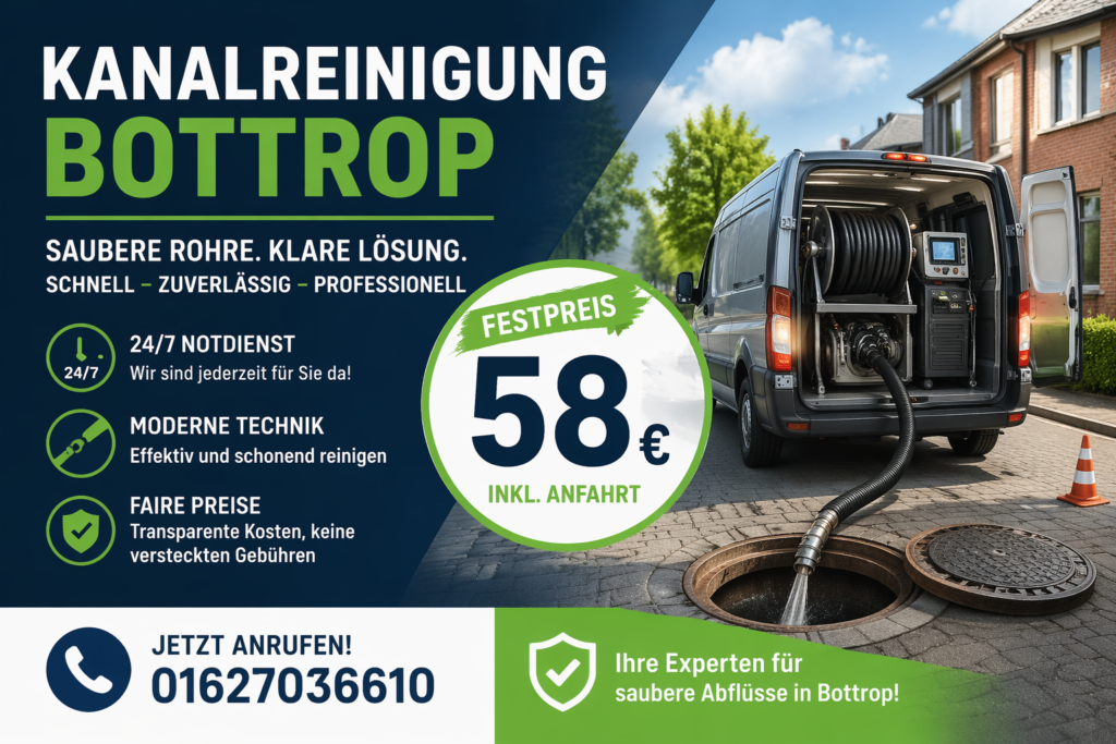 Kanalreinigung Bottrop ab 58€ | Schneller & zuverlässiger Service
