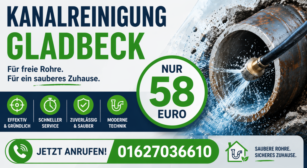 Kanalreinigung Gladbeck ab 58€ | Schneller & zuverlässiger Service