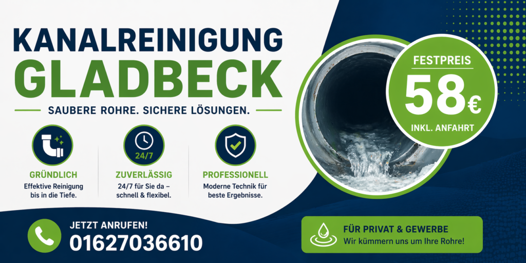 Kanalreinigung Gladbeck ab 58€ | Schneller & zuverlässiger Service