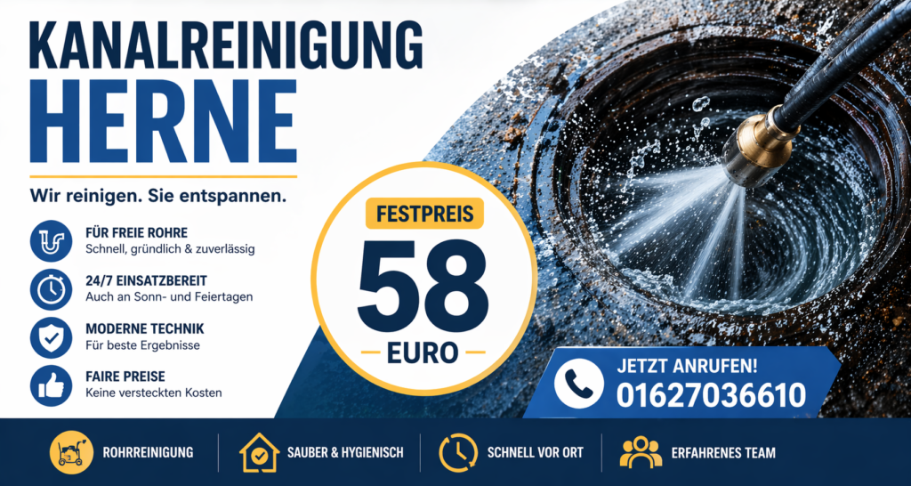 Kanalreinigung Herne ab 58€ | Schneller & zuverlässiger Service