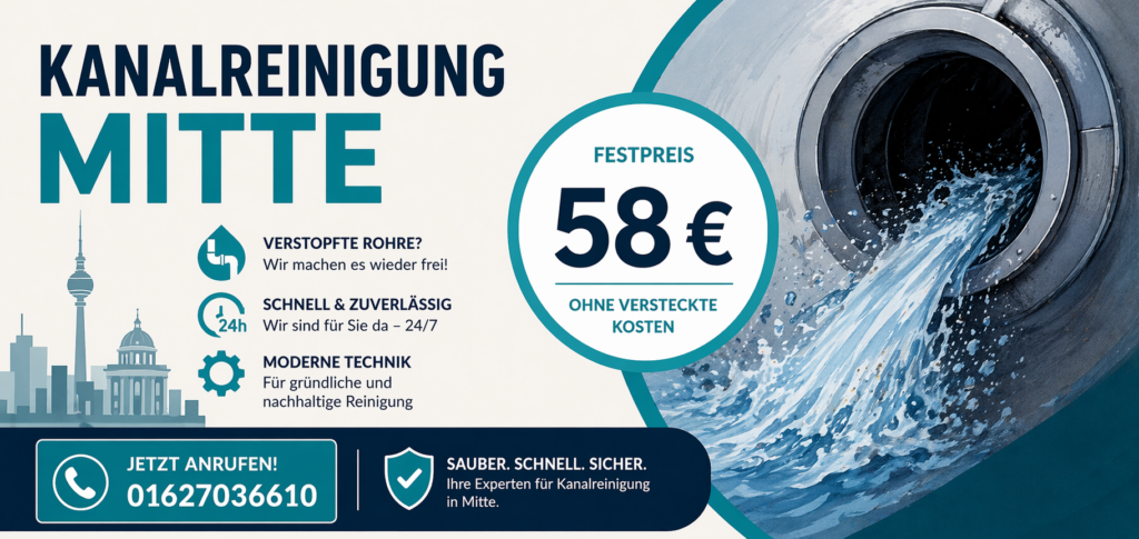 Kanalreinigung Mitte ab 58€ | Schneller & zuverlässiger Service