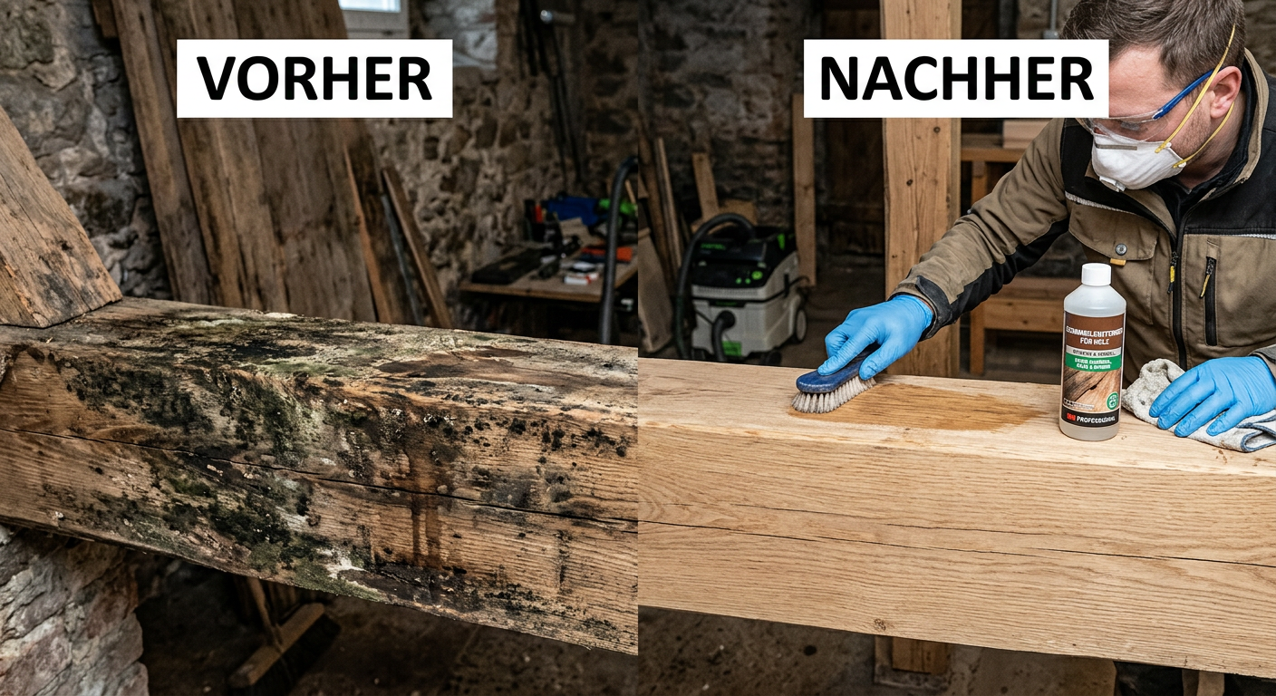 schimmel entfernen auf holz
