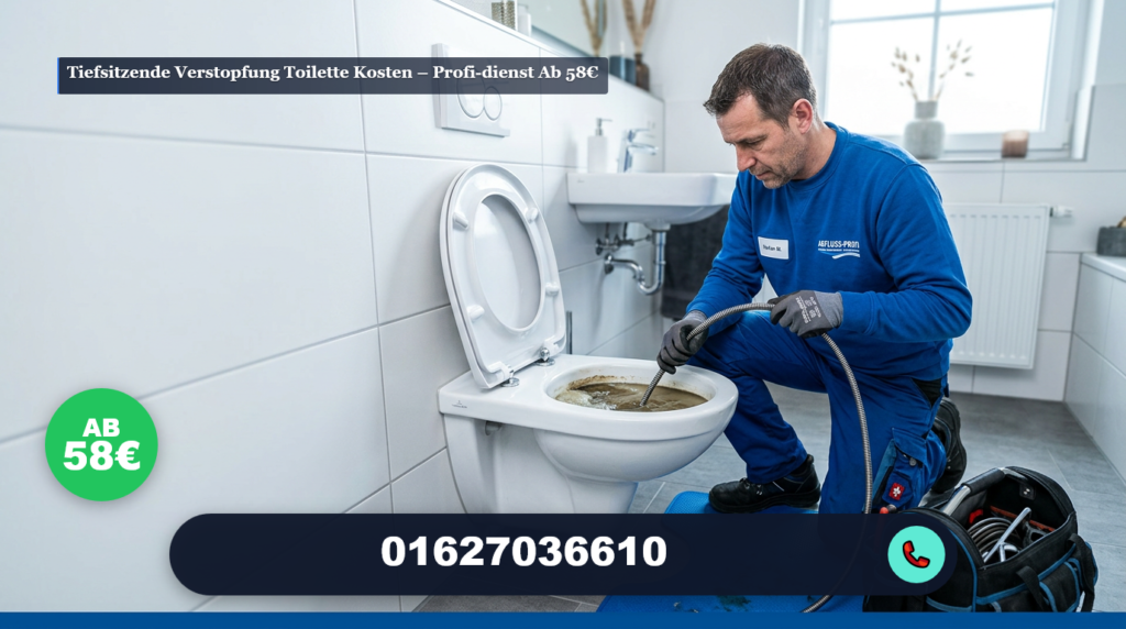 Tiefsitzende verstopfung toilette kosten – Profi-Dienst ab 58€